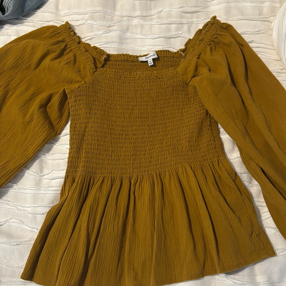 Madewell Lucie smocked peplum top